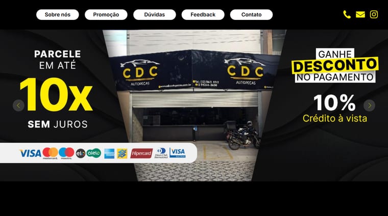 Página inicial do site CDC Autopeças