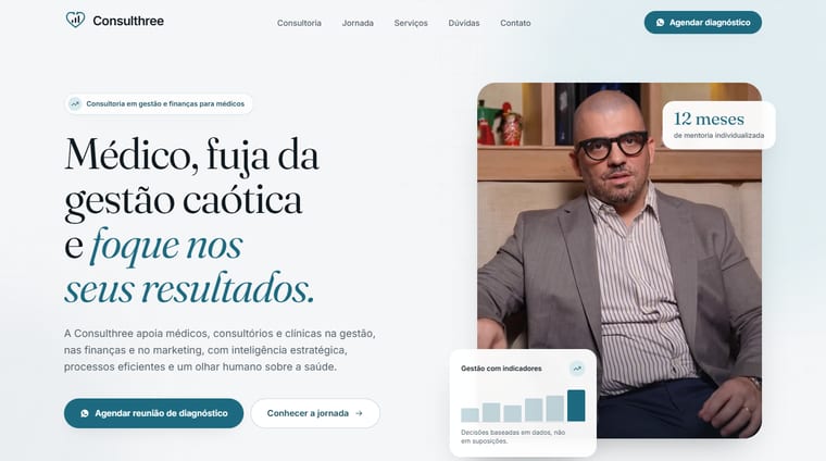 Página inicial do site Consulthree
