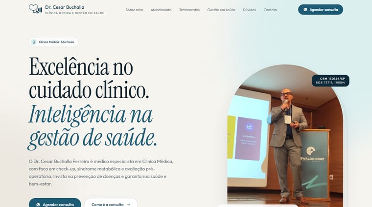 Página inicial do site Dr. Cesar Buchalla