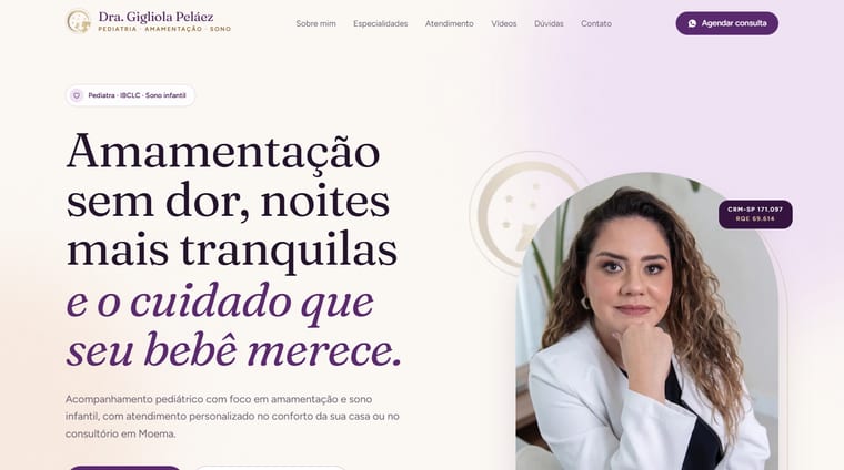 Página inicial do site Dra. Gigliola Peláez